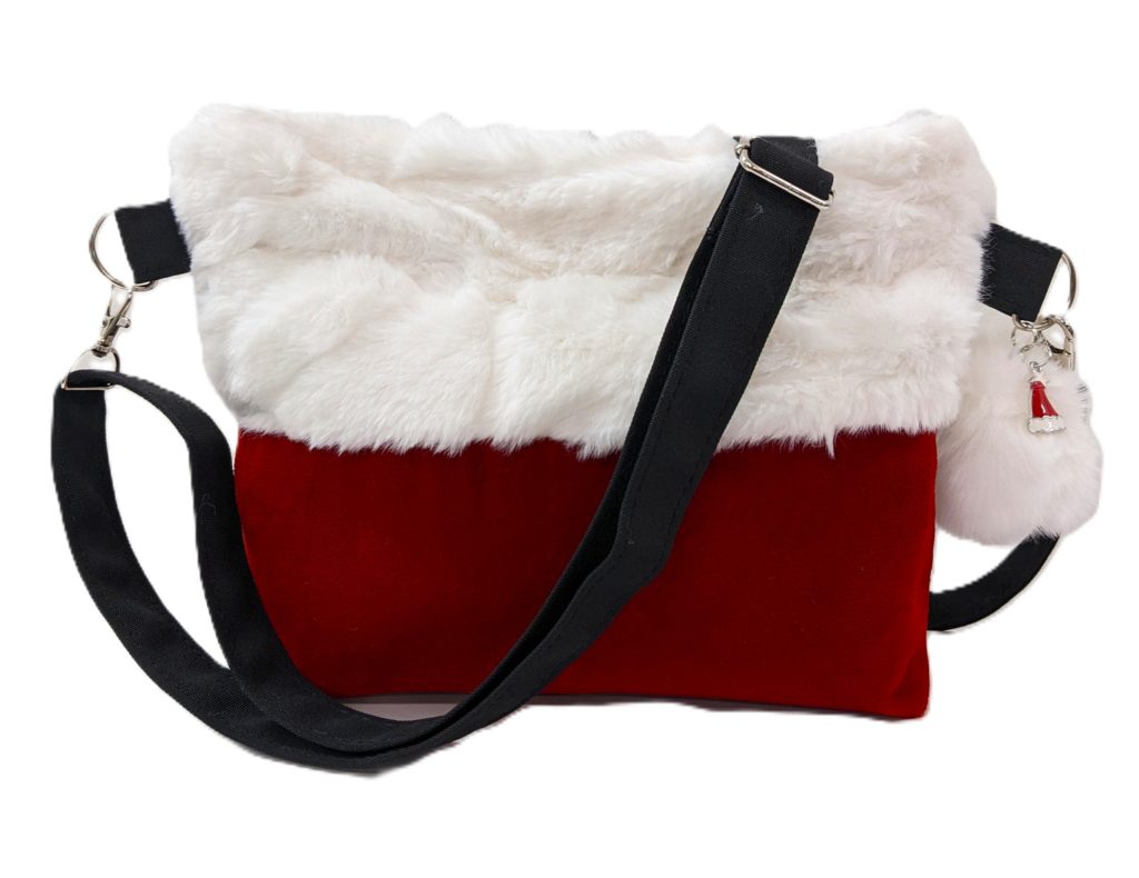 Purse / Santa Bag / Red Velvet Bottom with Rabbit Fur Top - J Mc ...